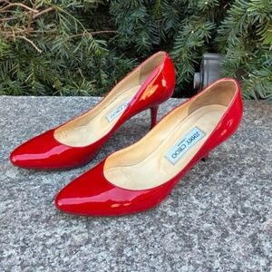Jimmy Choo Romy Red Patent Leather Pumps Heels